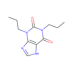 CCCn1c(=O)c2[nH]cnc2n(CCC)c1=O ZINC000004654890