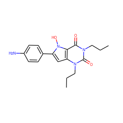 CCCn1c(=O)c2c(cc(-c3ccc(N)cc3)n2O)n(CCC)c1=O ZINC000040848313