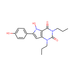 CCCn1c(=O)c2c(cc(-c3ccc(O)cc3)n2O)n(CCC)c1=O ZINC000040847276