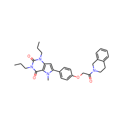 CCCn1c(=O)c2c(cc(-c3ccc(OCC(=O)N4CCc5ccccc5C4)cc3)n2C)n(CCC)c1=O ZINC000053229181