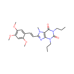 CCCn1c(=O)c2c(nc(/C=C/c3cc(OC)c(OC)cc3OC)n2C)n(CCC)c1=O ZINC000013827021