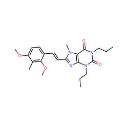 CCCn1c(=O)c2c(nc(/C=C/c3ccc(OC)c(C)c3OC)n2C)n(CCC)c1=O ZINC000026395805