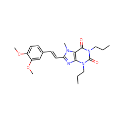 CCCn1c(=O)c2c(nc(/C=C/c3ccc(OC)c(OC)c3)n2C)n(CCC)c1=O ZINC000003777854