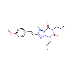 CCCn1c(=O)c2c(nc(/C=C/c3ccc(OC)cc3)n2C)n(CCC)c1=O ZINC000012405388