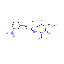 CCCn1c(=O)c2c(nc(/C=C/c3cccc([N+](=O)[O-])c3)n2C)n(CCC)c1=O ZINC000013826995