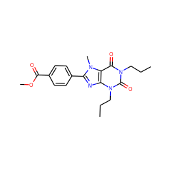 CCCn1c(=O)c2c(nc(-c3ccc(C(=O)OC)cc3)n2C)n(CCC)c1=O ZINC000028242882