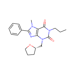 CCCn1c(=O)c2c(nc(-c3ccccc3)n2C)n(C[C@@H]2CCCO2)c1=O ZINC000045364038