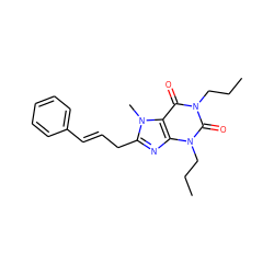 CCCn1c(=O)c2c(nc(C/C=C/c3ccccc3)n2C)n(CCC)c1=O ZINC000012405382