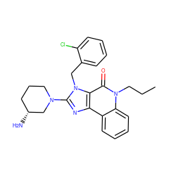 CCCn1c(=O)c2c(nc(N3CCC[C@@H](N)C3)n2Cc2ccccc2Cl)c2ccccc21 ZINC000095560819