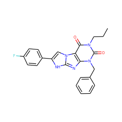 CCCn1c(=O)c2c(nc3[nH]c(-c4ccc(F)cc4)cn32)n(Cc2ccccc2)c1=O ZINC000013648057