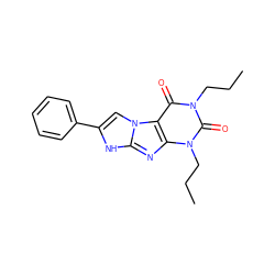 CCCn1c(=O)c2c(nc3[nH]c(-c4ccccc4)cn32)n(CCC)c1=O ZINC000040976075