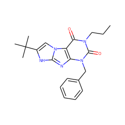 CCCn1c(=O)c2c(nc3[nH]c(C(C)(C)C)cn32)n(Cc2ccccc2)c1=O ZINC000013648065