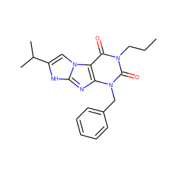 CCCn1c(=O)c2c(nc3[nH]c(C(C)C)cn32)n(Cc2ccccc2)c1=O ZINC000013648062