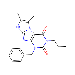 CCCn1c(=O)c2c(nc3[nH]c(C)c(C)n32)n(Cc2ccccc2)c1=O ZINC000013648071