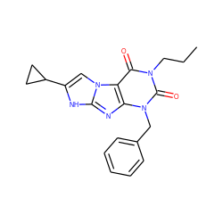 CCCn1c(=O)c2c(nc3[nH]c(C4CC4)cn32)n(Cc2ccccc2)c1=O ZINC000013648067