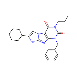 CCCn1c(=O)c2c(nc3[nH]c(C4CCCCC4)cn32)n(Cc2ccccc2)c1=O ZINC000013648069