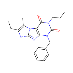 CCCn1c(=O)c2c(nc3[nH]c(CC)c(C)n32)n(Cc2ccccc2)c1=O ZINC000013648074