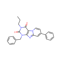 CCCn1c(=O)c2c(nc3cc(-c4ccccc4)ccn32)n(Cc2ccccc2)c1=O ZINC000013475101