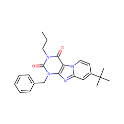 CCCn1c(=O)c2c(nc3cc(C(C)(C)C)ccn32)n(Cc2ccccc2)c1=O ZINC000013475100