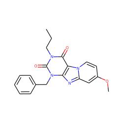 CCCn1c(=O)c2c(nc3cc(OC)ccn32)n(Cc2ccccc2)c1=O ZINC000013475099