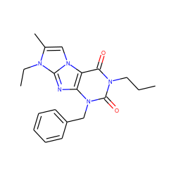 CCCn1c(=O)c2c(nc3n(CC)c(C)cn23)n(Cc2ccccc2)c1=O ZINC000040409602