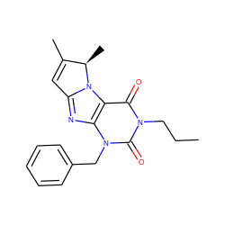 CCCn1c(=O)c2c(nc3n2[C@H](C)C(C)=C3)n(Cc2ccccc2)c1=O ZINC000013648046