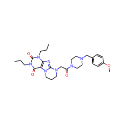 CCCn1c(=O)c2c(nc3n2CCCN3CC(=O)N2CCN(Cc3ccc(OC)cc3)CC2)n(CCC)c1=O ZINC000103240093