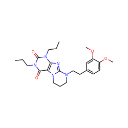 CCCn1c(=O)c2c(nc3n2CCCN3CCc2ccc(OC)c(OC)c2)n(CCC)c1=O ZINC000028872421