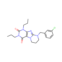 CCCn1c(=O)c2c(nc3n2CCCN3Cc2cccc(Cl)c2)n(CCC)c1=O ZINC000028873996