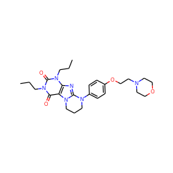 CCCn1c(=O)c2c(nc3n2CCCN3c2ccc(OCCN3CCOCC3)cc2)n(CCC)c1=O ZINC000653835862