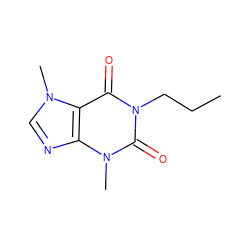 CCCn1c(=O)c2c(ncn2C)n(C)c1=O ZINC000013284606