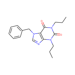 CCCn1c(=O)c2c(ncn2Cc2ccccc2)n(CCC)c1=O ZINC000028758045