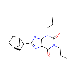 CCCn1c(=O)c2nc([C@@H]3C[C@H]4CC[C@H]3C4)[nH]c2n(CCC)c1=O ZINC000100644802