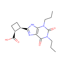 CCCn1c(=O)c2nc([C@@H]3CC[C@@H]3C(=O)O)[nH]c2n(CCC)c1=O ZINC000029563593