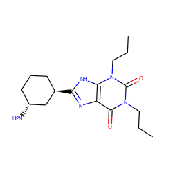 CCCn1c(=O)c2nc([C@@H]3CCC[C@@H](N)C3)[nH]c2n(CCC)c1=O ZINC000029555680