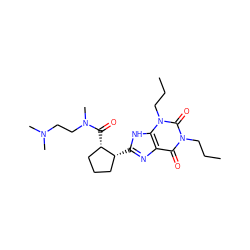 CCCn1c(=O)c2nc([C@@H]3CCC[C@@H]3C(=O)N(C)CCN(C)C)[nH]c2n(CCC)c1=O ZINC000029560538