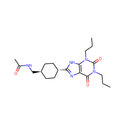 CCCn1c(=O)c2nc([C@H]3CC[C@H](CNC(C)=O)CC3)[nH]c2n(CCC)c1=O ZINC000253648814