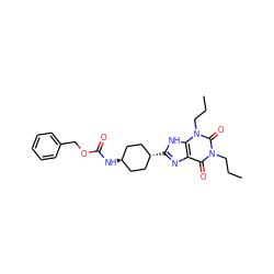 CCCn1c(=O)c2nc([C@H]3CC[C@H](NC(=O)OCc4ccccc4)CC3)[nH]c2n(CCC)c1=O ZINC000253684154