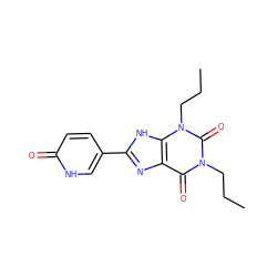 CCCn1c(=O)c2nc(-c3ccc(=O)[nH]c3)[nH]c2n(CCC)c1=O ZINC000100060579