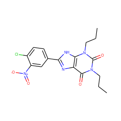 CCCn1c(=O)c2nc(-c3ccc(Cl)c([N+](=O)[O-])c3)[nH]c2n(CCC)c1=O ZINC000100739137