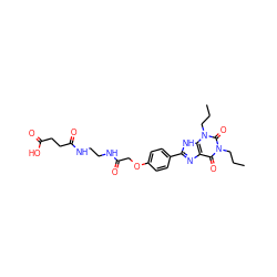 CCCn1c(=O)c2nc(-c3ccc(OCC(=O)NCCNC(=O)CCC(=O)O)cc3)[nH]c2n(CCC)c1=O ZINC000012405712