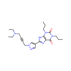 CCCn1c(=O)c2nc(-c3cnn(CC#CCN(CC)CC)c3)[nH]c2n(CCC)c1=O ZINC001772609545