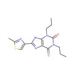 CCCn1c(=O)c2nc(-c3csc(C)n3)[nH]c2n(CCC)c1=O ZINC000100644785