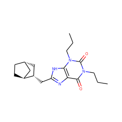 CCCn1c(=O)c2nc(C[C@H]3C[C@H]4CC[C@H]3C4)[nH]c2n(CCC)c1=O ZINC000100644794