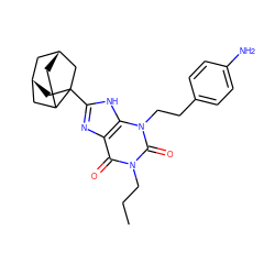 CCCn1c(=O)c2nc(C34C[C@@H]5CC3C[C@H](C5)C4)[nH]c2n(CCc2ccc(N)cc2)c1=O ZINC000100748809