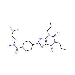 CCCn1c(=O)c2nc(C3CCC(C(=O)N(C)CCN(C)C)CC3)[nH]c2n(CCC)c1=O ZINC000029556174