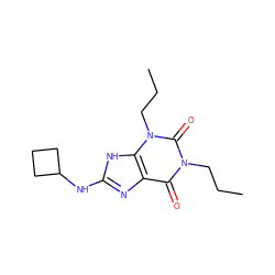 CCCn1c(=O)c2nc(NC3CCC3)[nH]c2n(CCC)c1=O ZINC000029556291