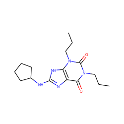 CCCn1c(=O)c2nc(NC3CCCC3)[nH]c2n(CCC)c1=O ZINC000029548401