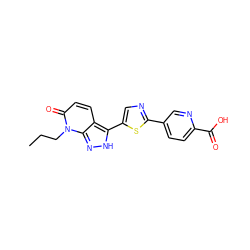 CCCn1c(=O)ccc2c(-c3cnc(-c4ccc(C(=O)O)nc4)s3)[nH]nc21 ZINC000653799923