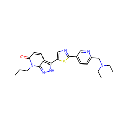 CCCn1c(=O)ccc2c(-c3cnc(-c4ccc(CN(CC)CC)nc4)s3)[nH]nc21 ZINC000653836242